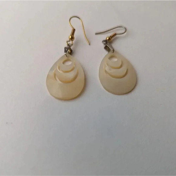 Mother of Pearl Hand Carved Earrings - Picture 2 of 3
